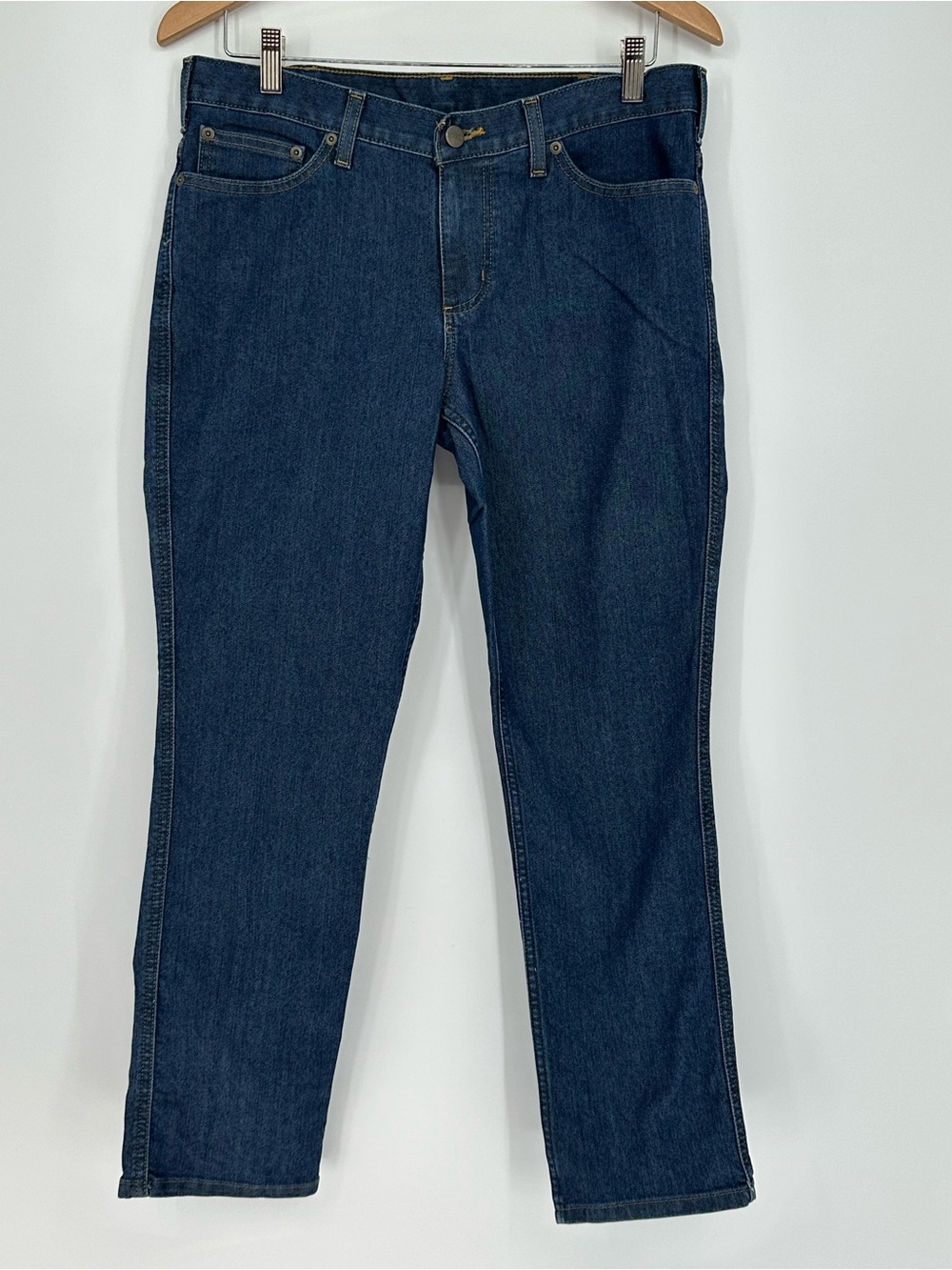 Carhartt Women's Sz 8 Short 393-83 Relaxed Fit Med Wash Work Blue Jeans